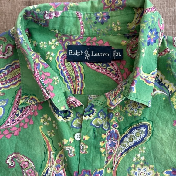 Ralph Lauren Green Paisley Casual Shirt - Picture 2 of 4